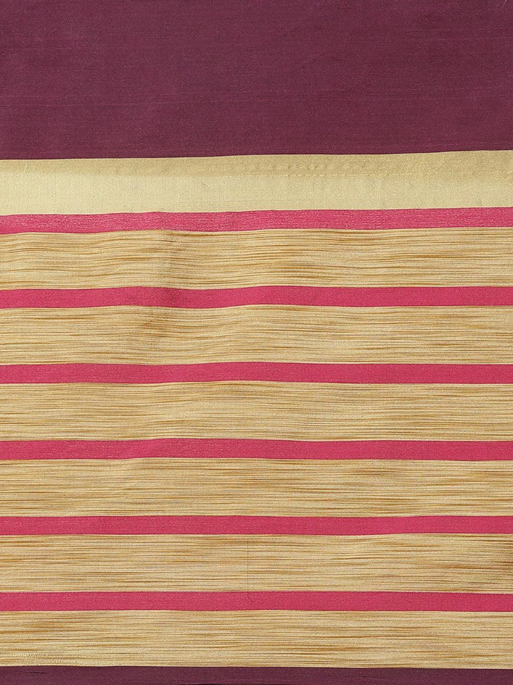 Multicoloured Striped Polyester Silk Saree - ShopLibas