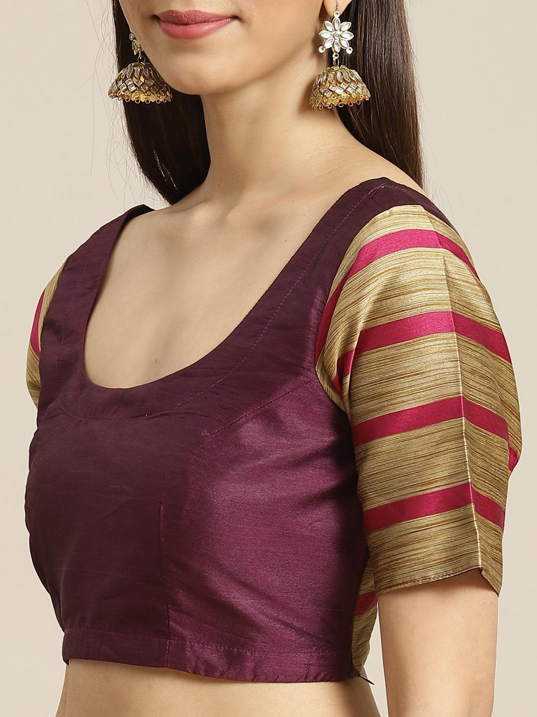 Multicoloured Striped Polyester Silk Saree