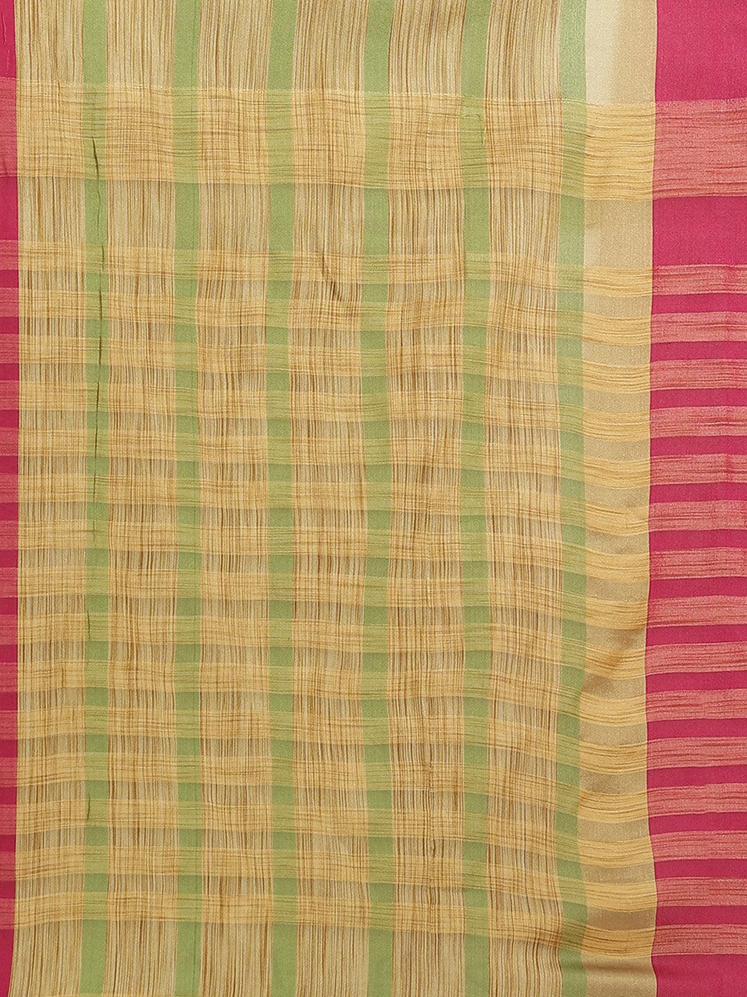 Multicoloured Striped Polyester Silk Saree - ShopLibas