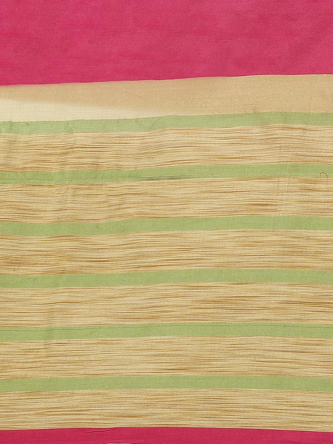 Multicoloured Striped Polyester Silk Saree - ShopLibas