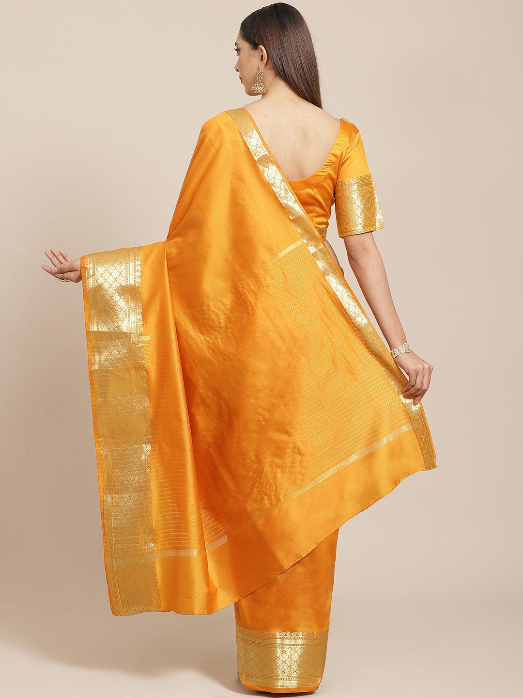 Orange Solid Silk Saree