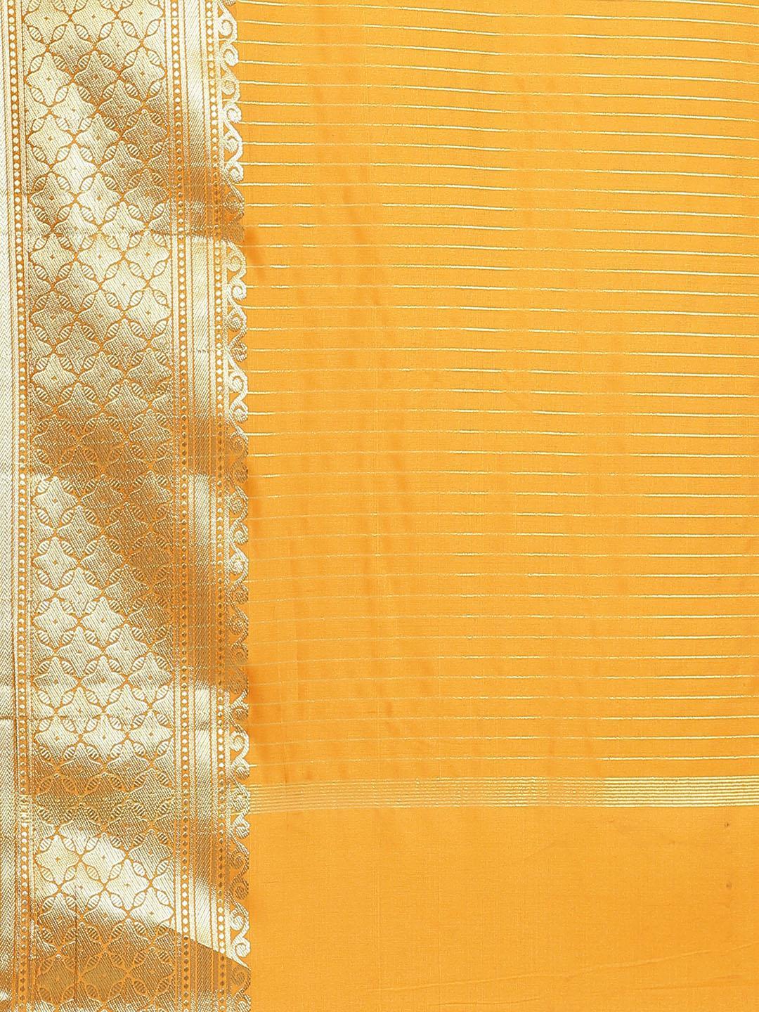 Orange Solid Silk Saree