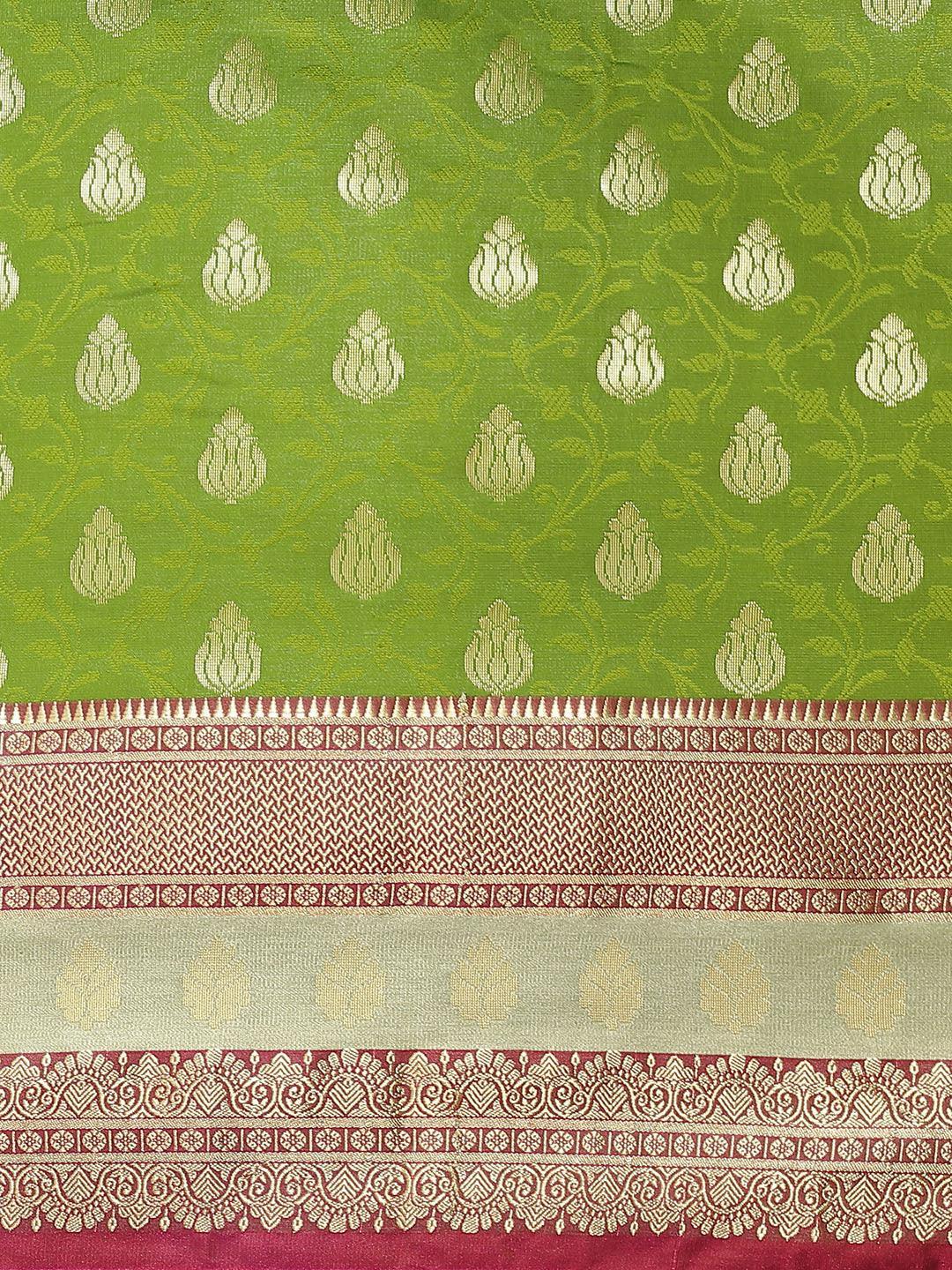 Green Woven Design Brocade Saree