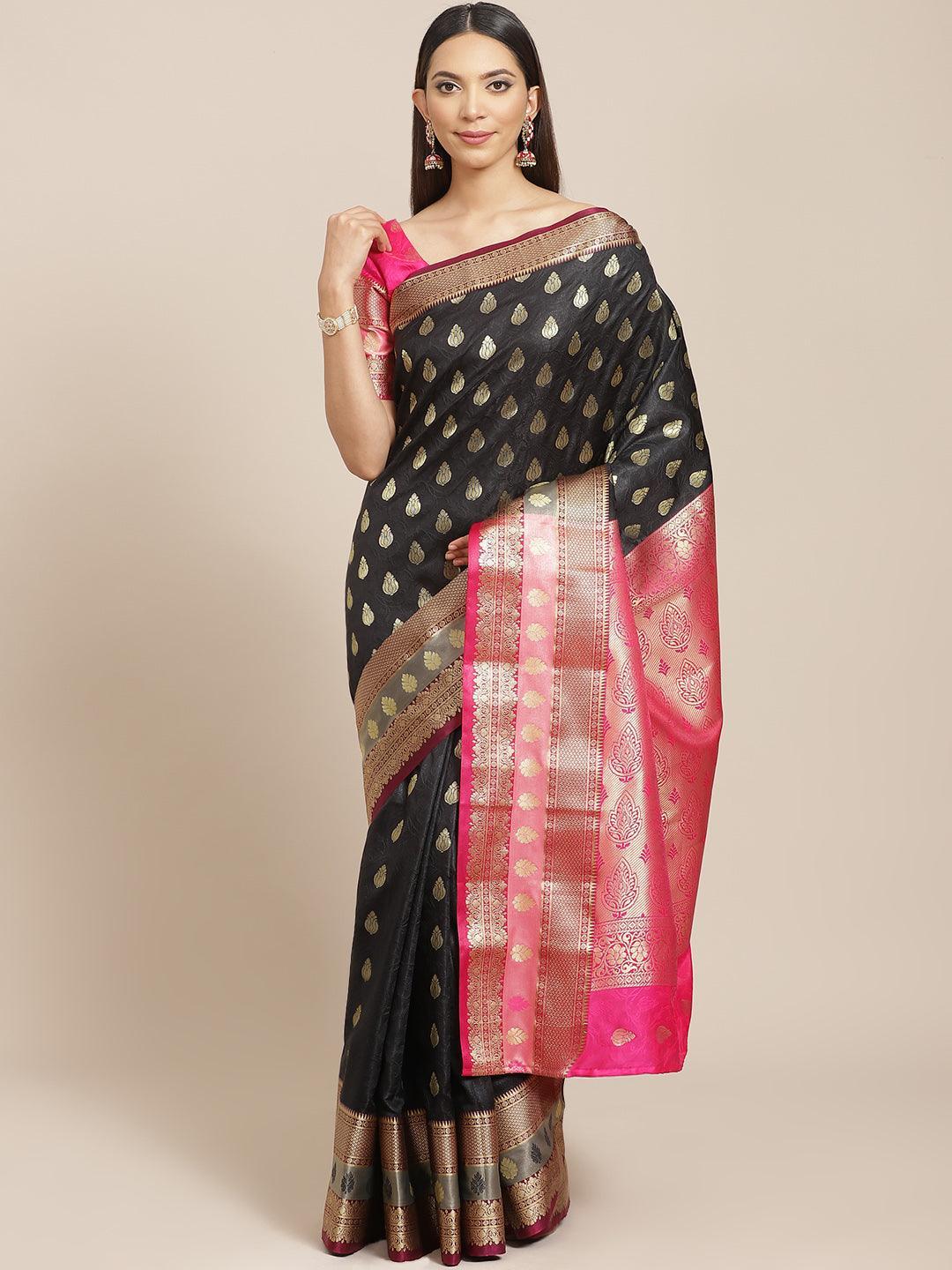 Black Woven Design Brocade Saree