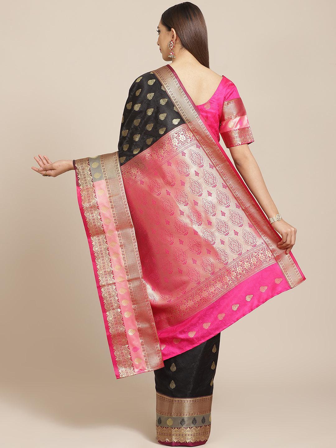 Black Woven Design Brocade Saree