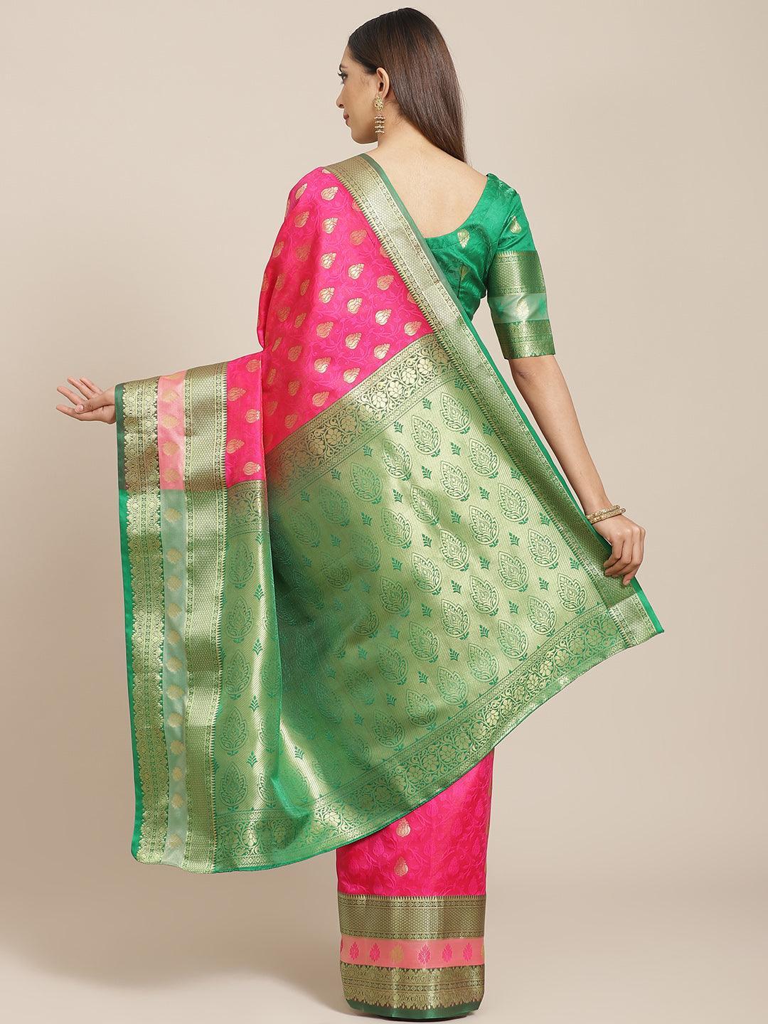 Pink Woven Design Brocade Saree