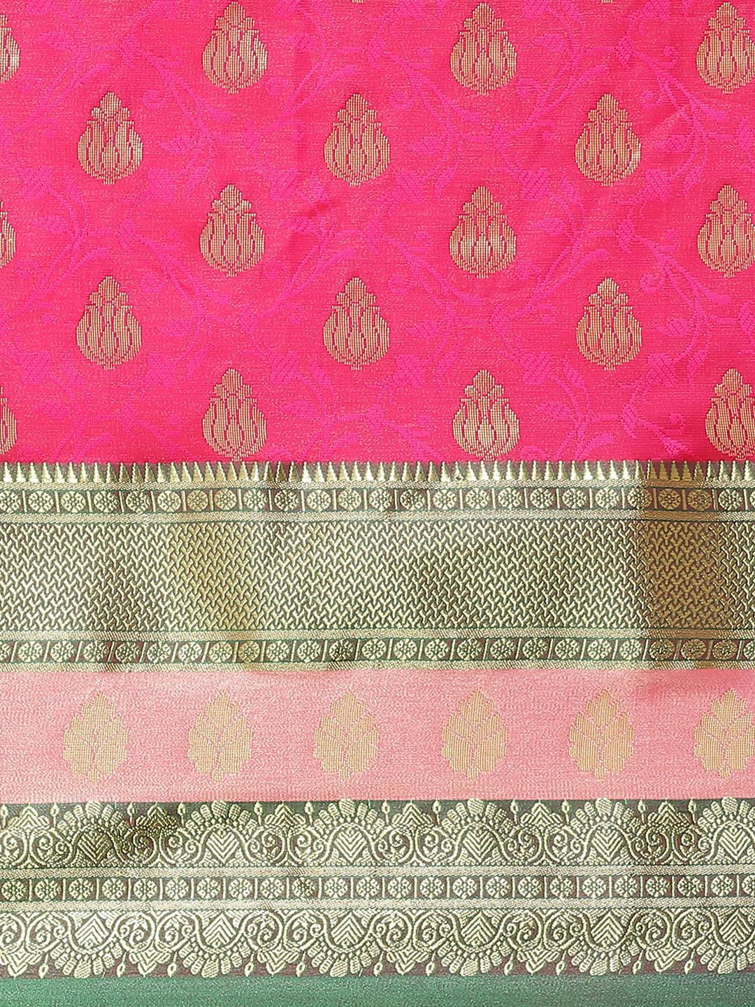 Pink Woven Design Brocade Saree