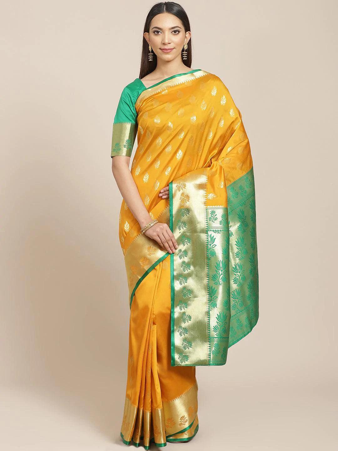 Yellow Woven Design Brocade Saree