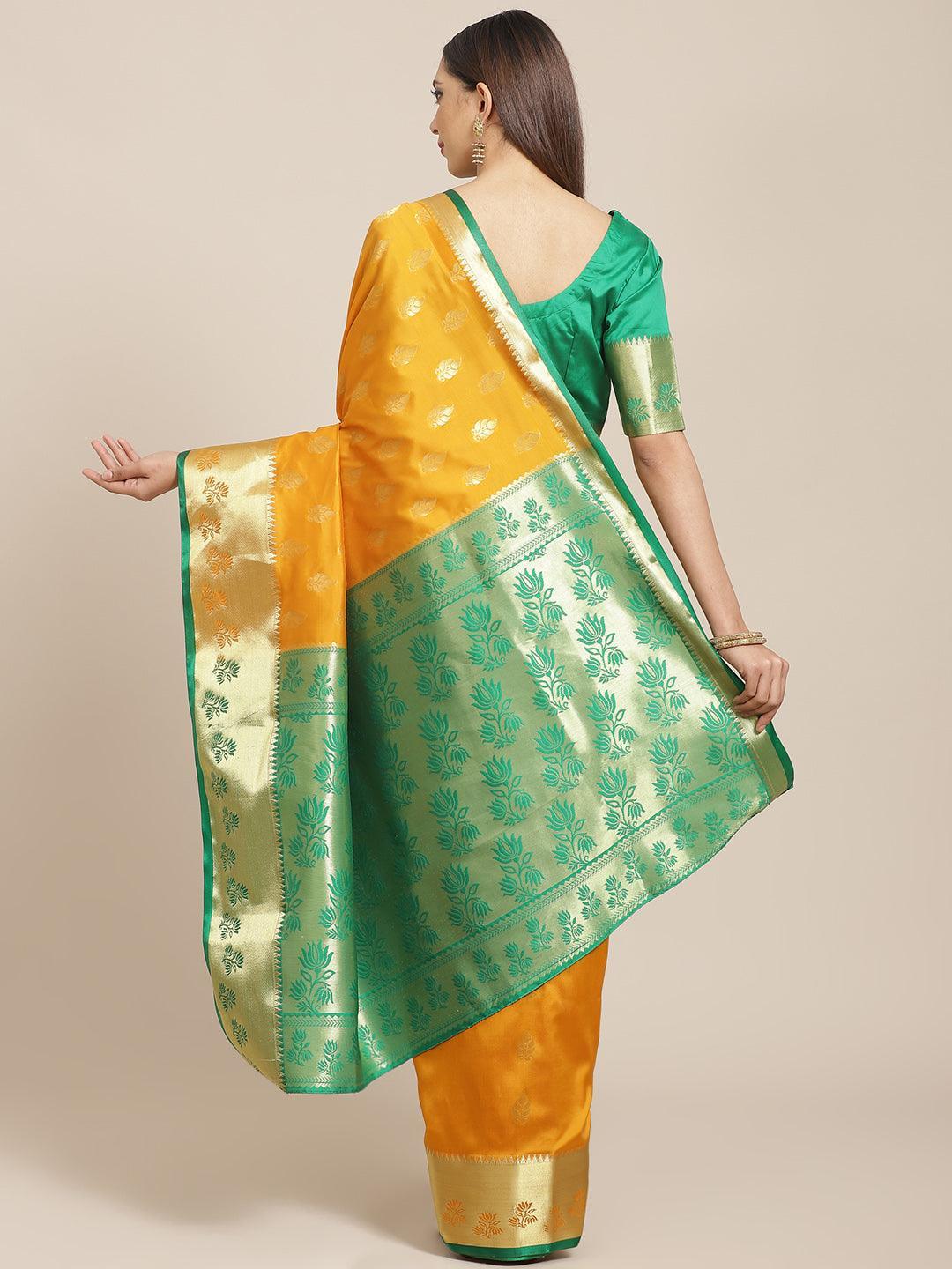 Yellow Woven Design Brocade Saree