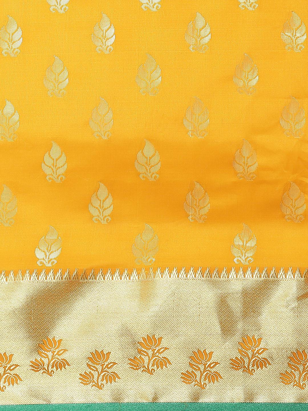 Yellow Woven Design Brocade Saree