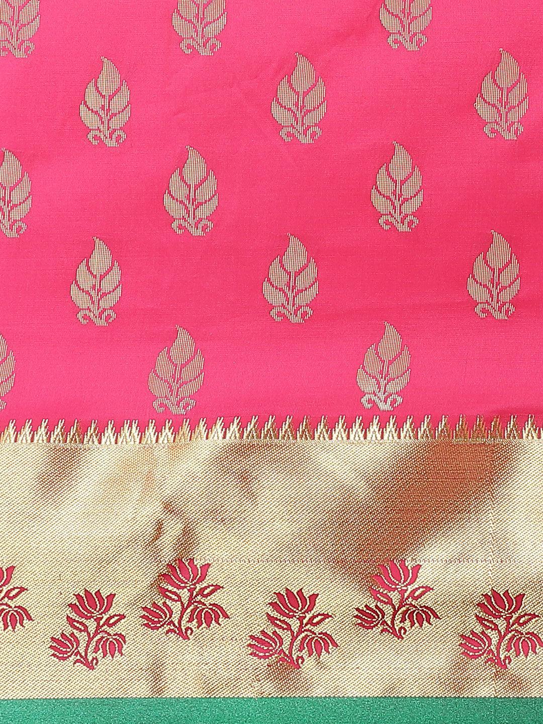 Pink Woven Design Brocade Saree