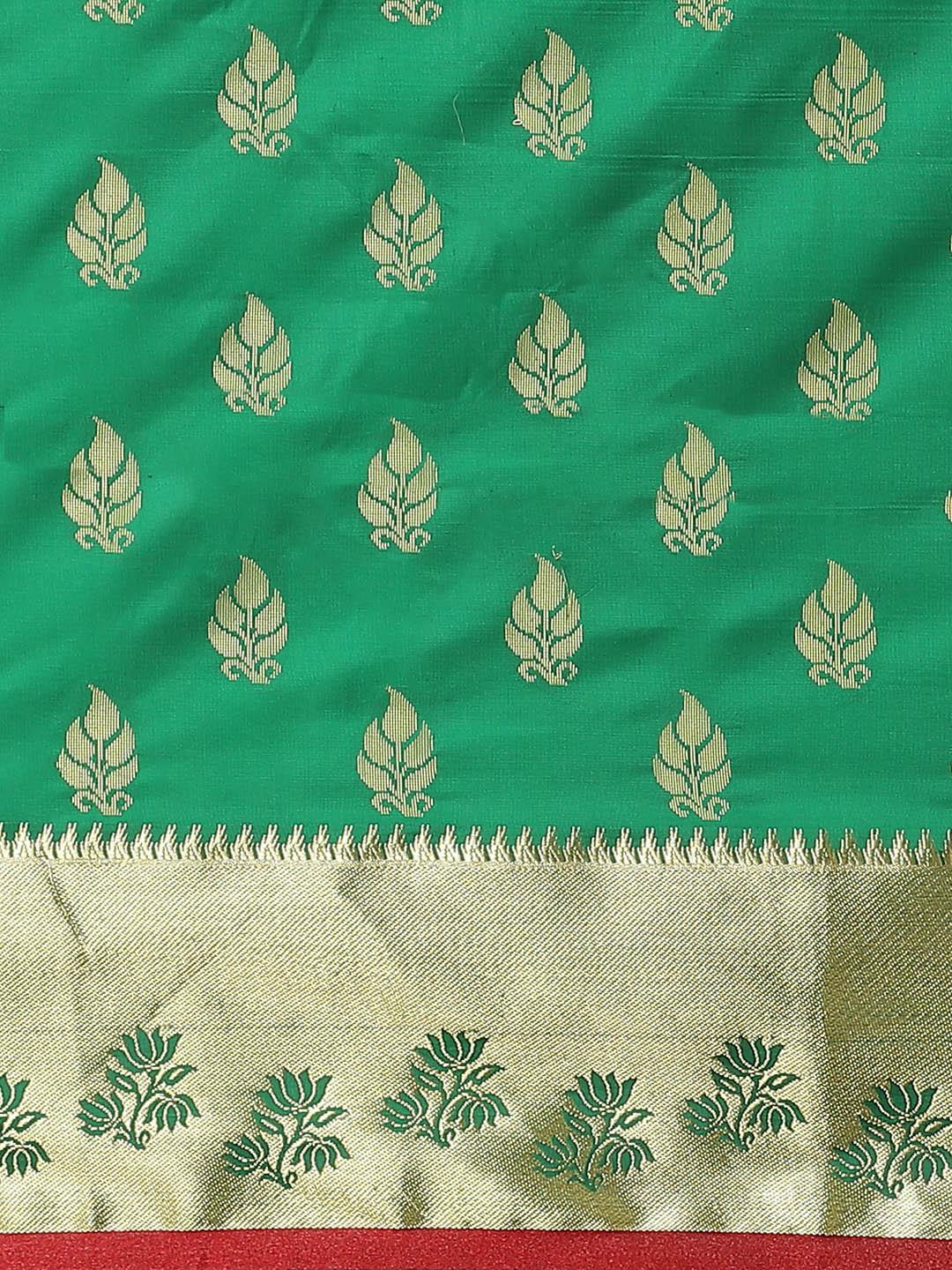 Green Woven Design Brocade Saree