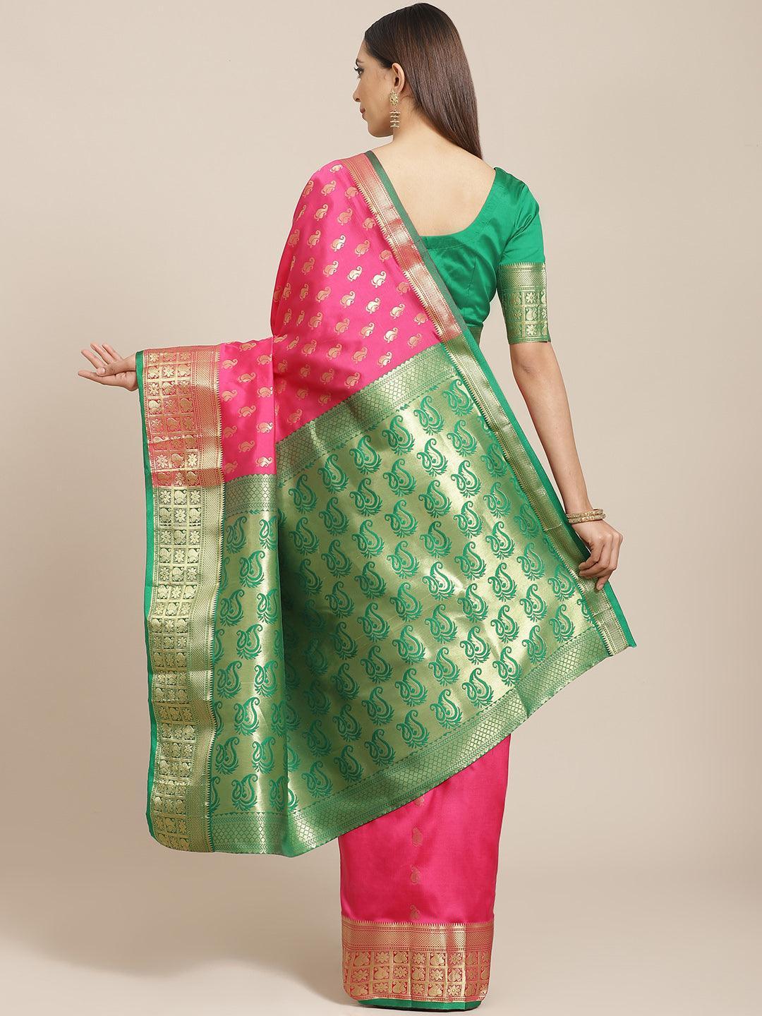 Pink Woven Design Brocade Saree