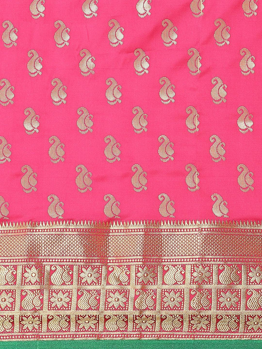 Pink Woven Design Brocade Saree