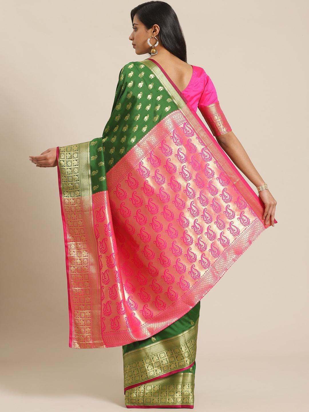 Green Woven Design Brocade Saree