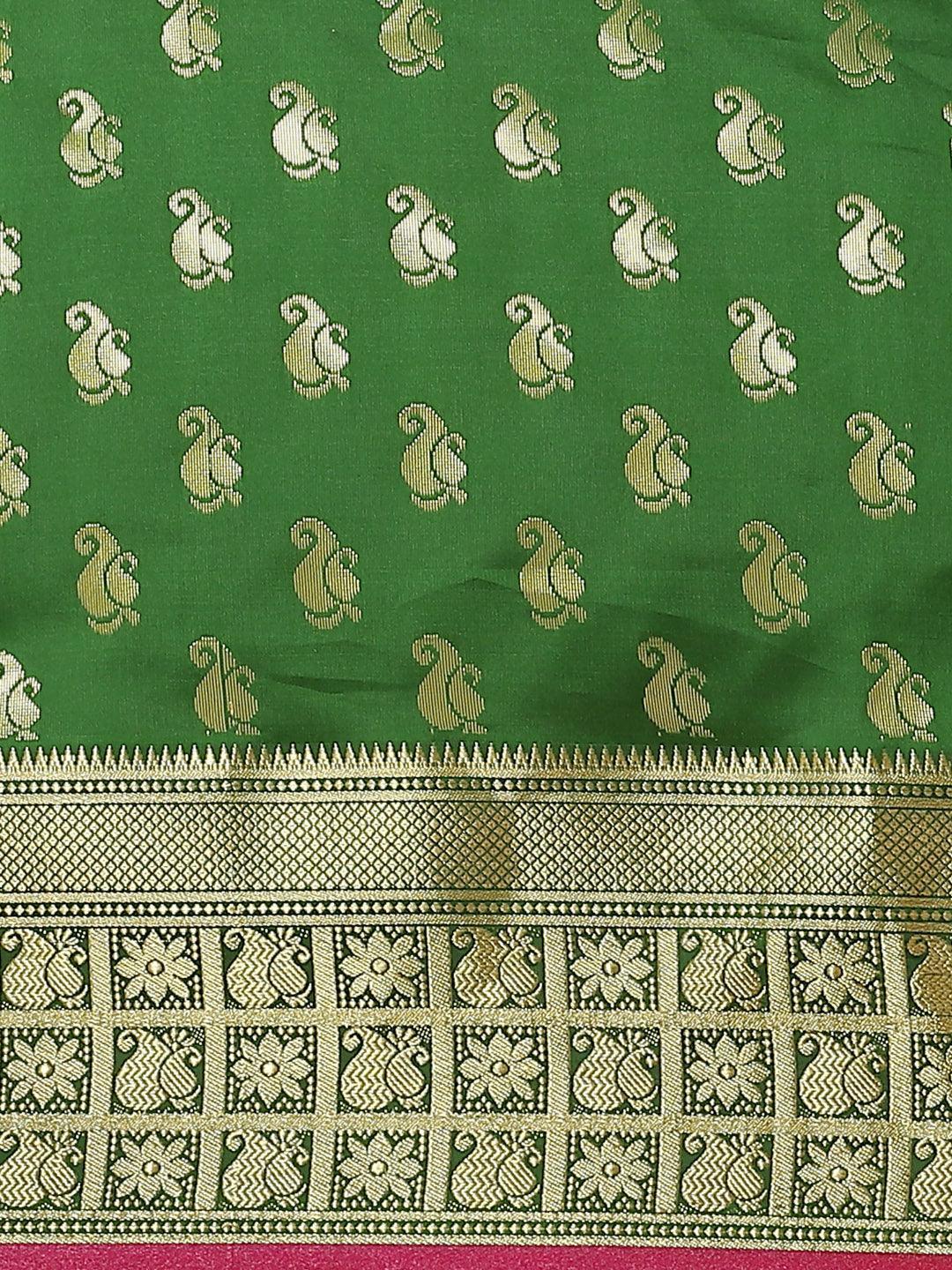 Green Woven Design Brocade Saree