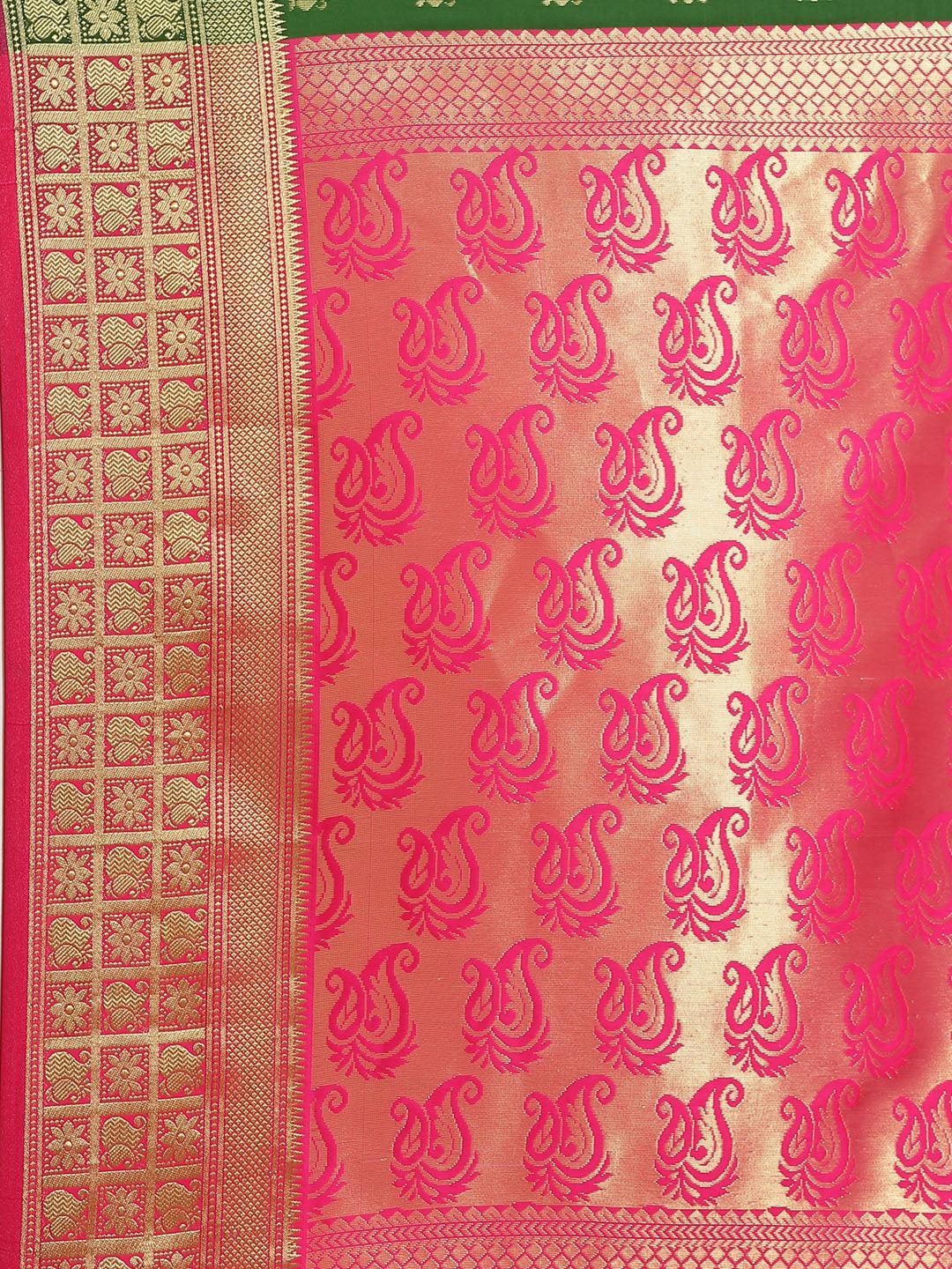 Green Woven Design Brocade Saree