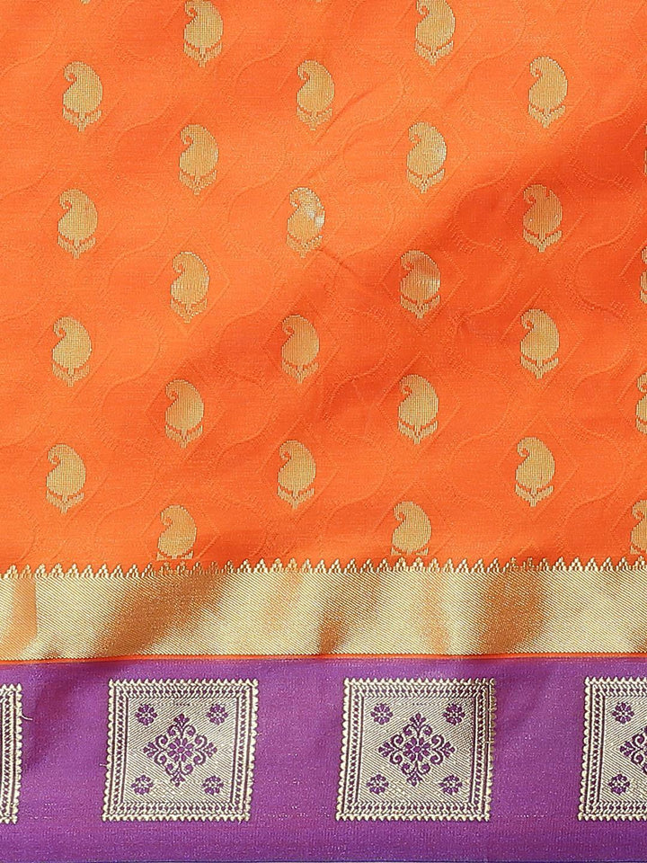 Orange Woven Design Brocade Saree - ShopLibas