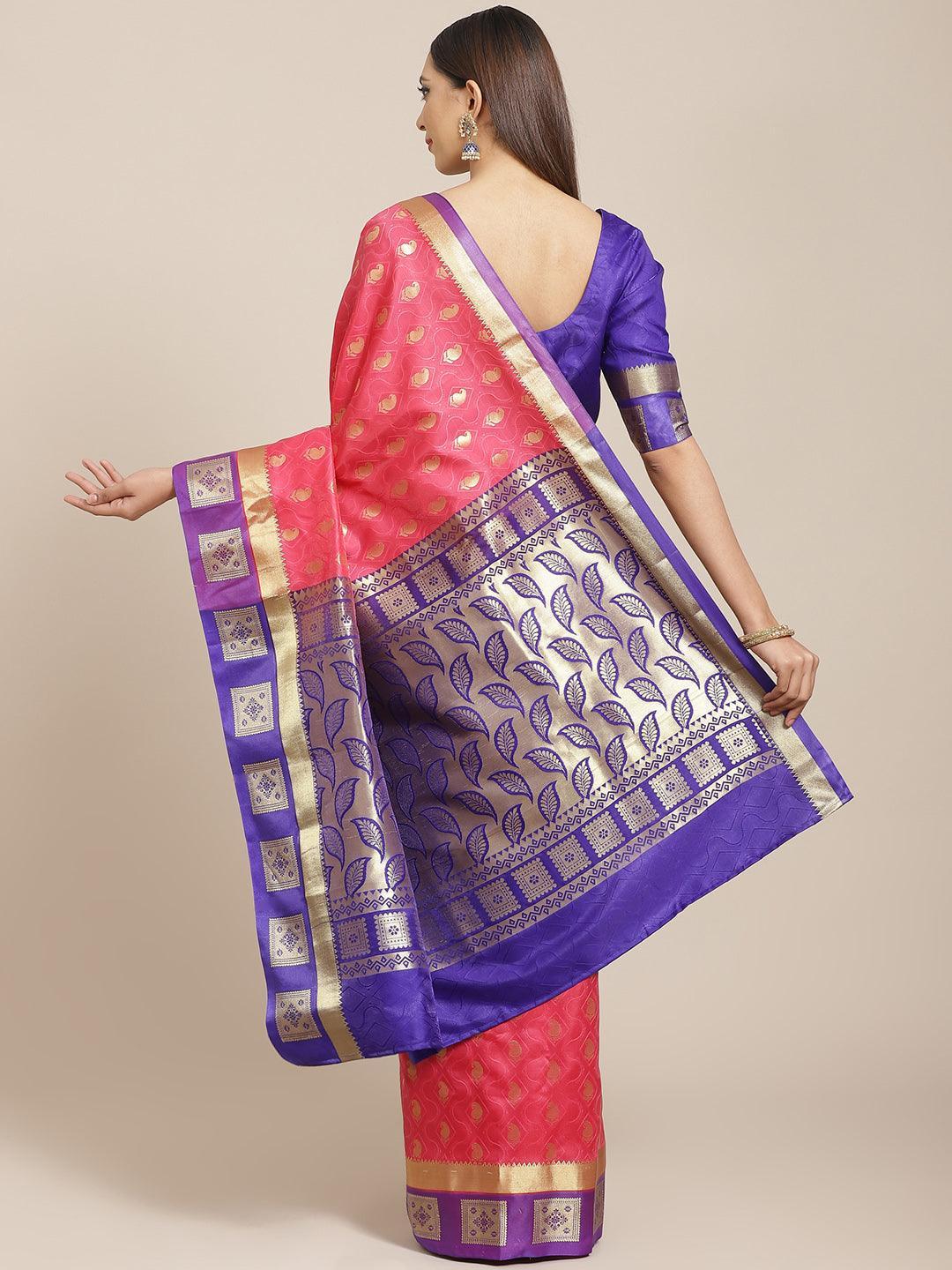 Pink Woven Design Brocade Saree