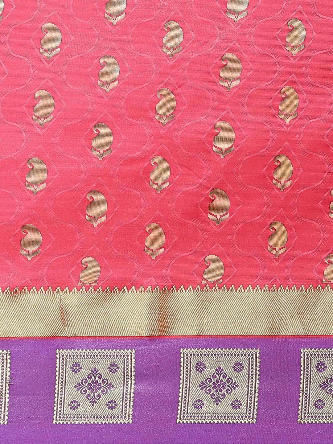 Pink Woven Design Brocade Saree