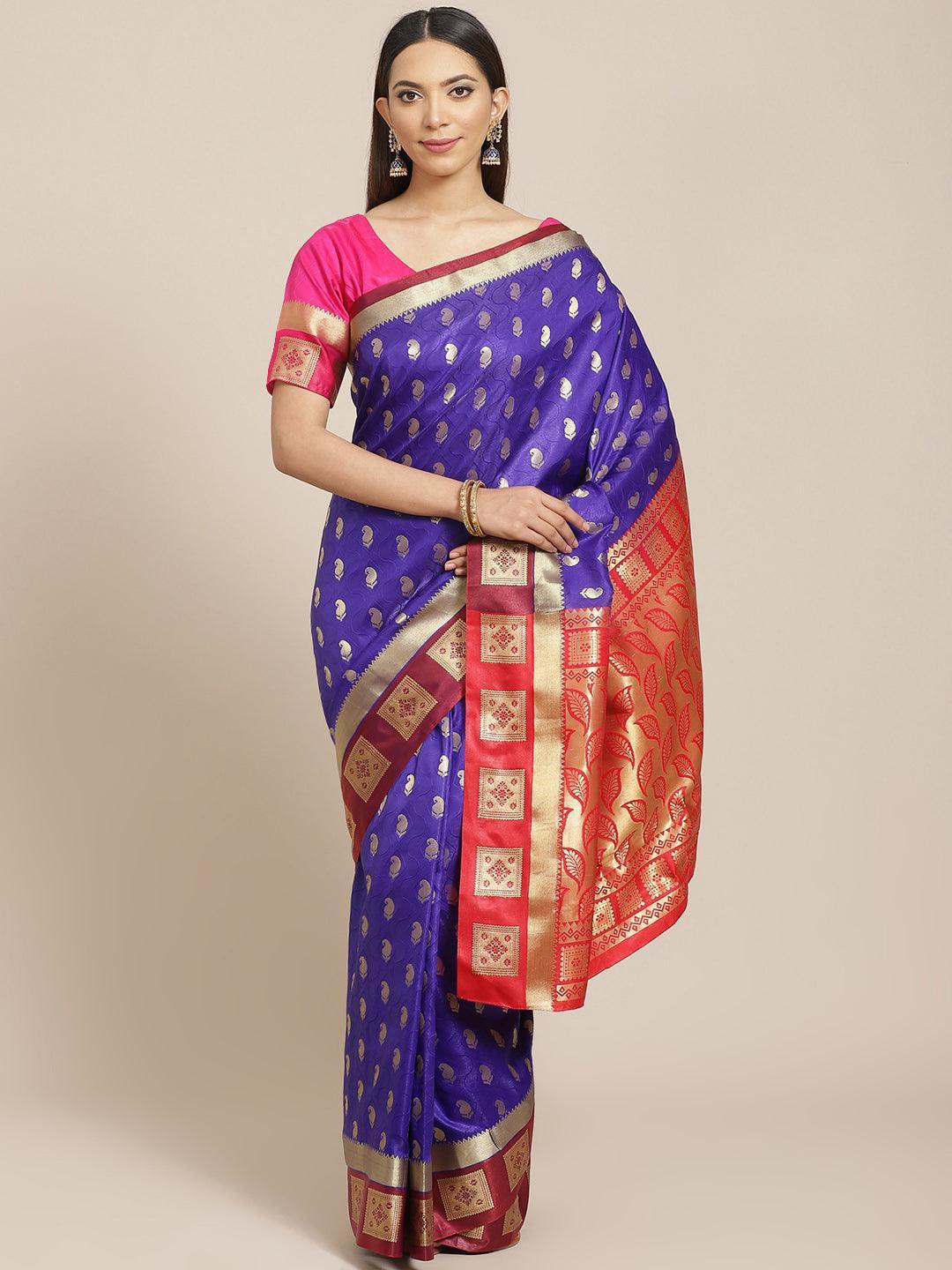 Purple Woven Design Brocade Saree