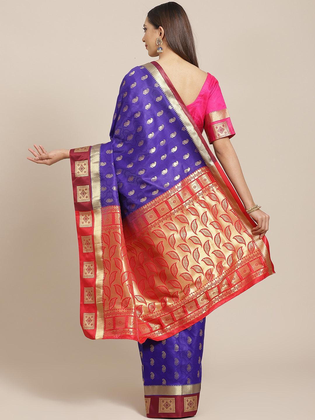 Purple Woven Design Brocade Saree