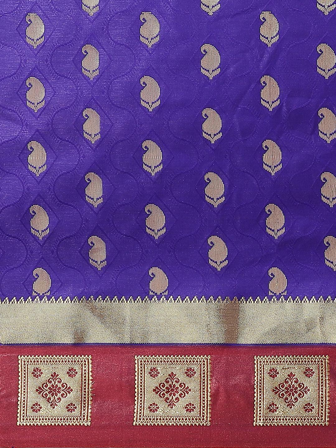 Purple Woven Design Brocade Saree