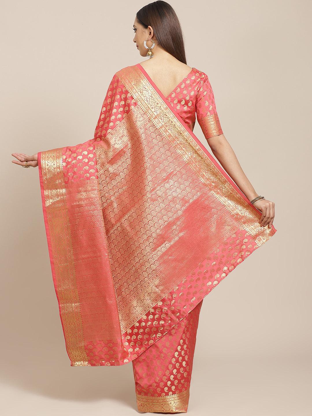 Pink Woven Design Brocade Saree