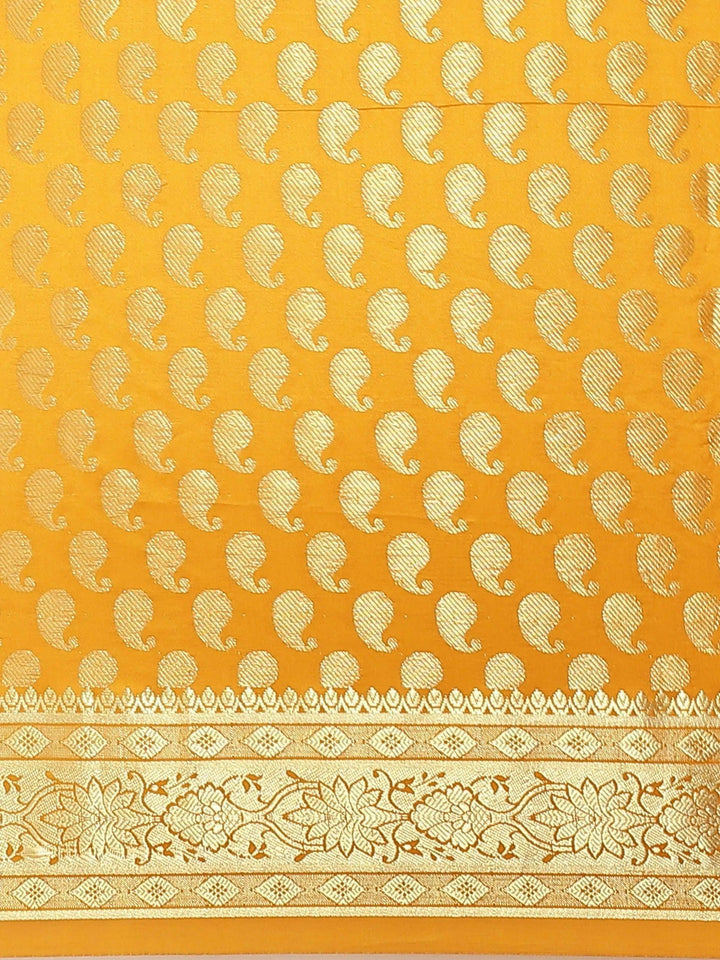 Yellow Woven Design Brocade Saree - ShopLibas