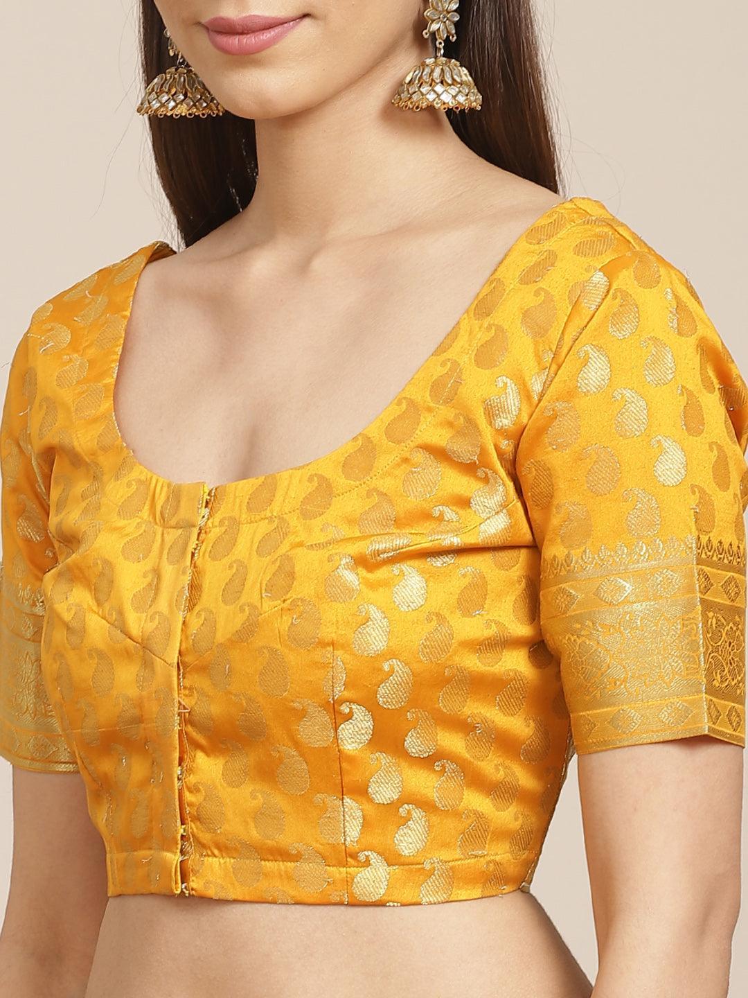 Yellow Woven Design Brocade Saree