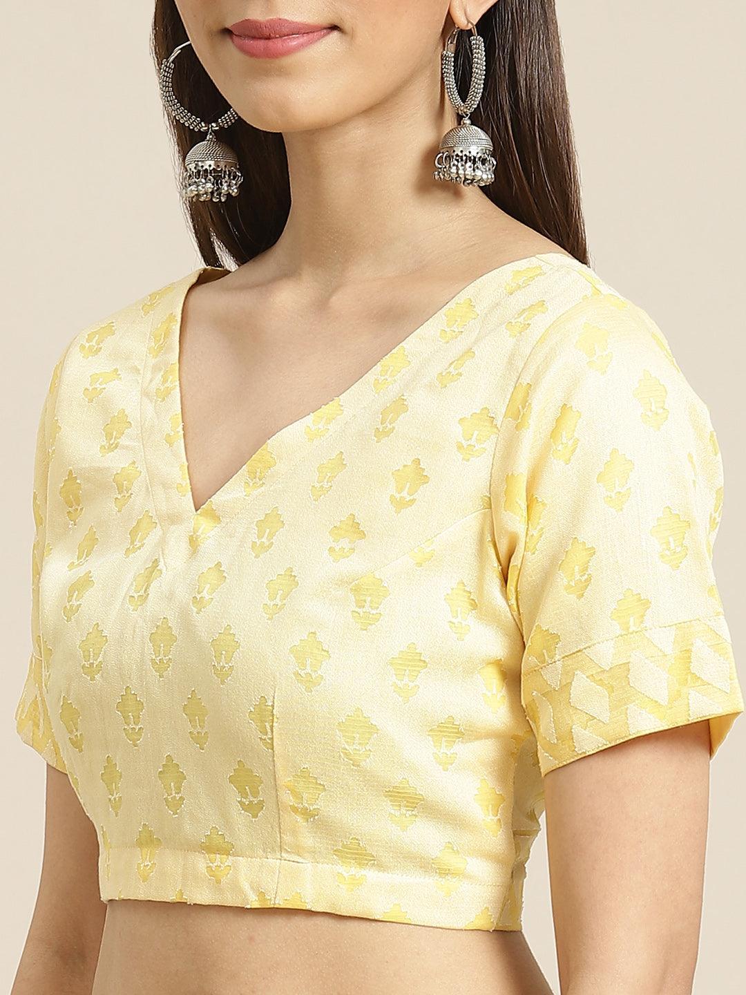 Yellow Woven Design Tissue Saree