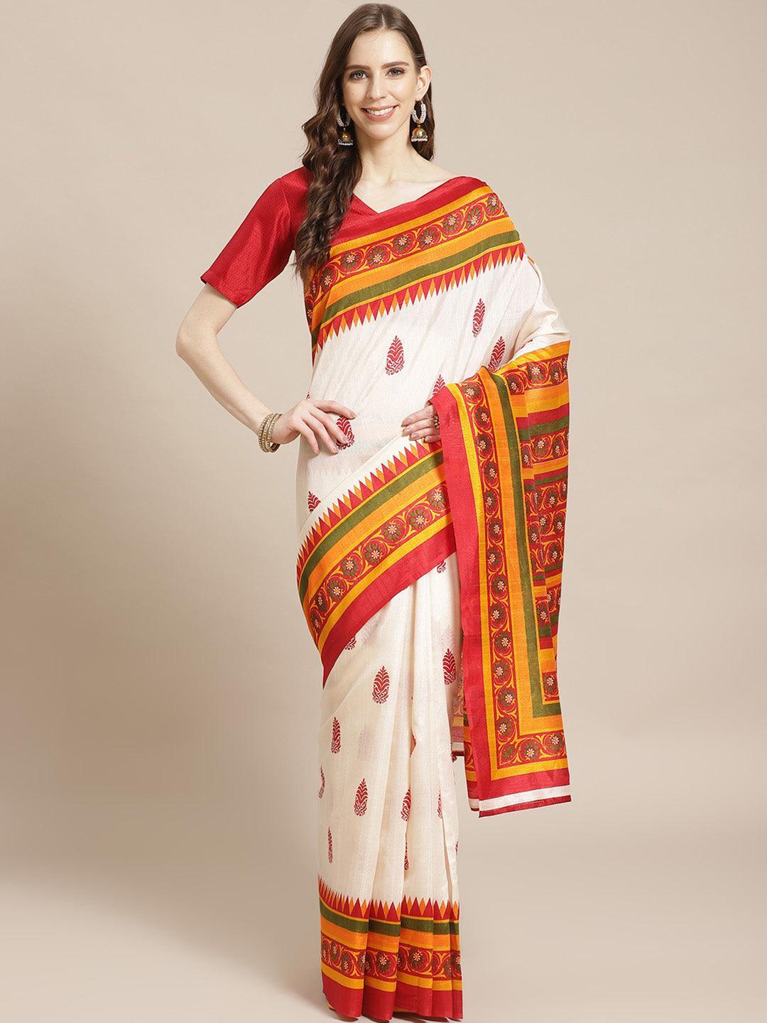 Multicoloured Printed Cotton Saree