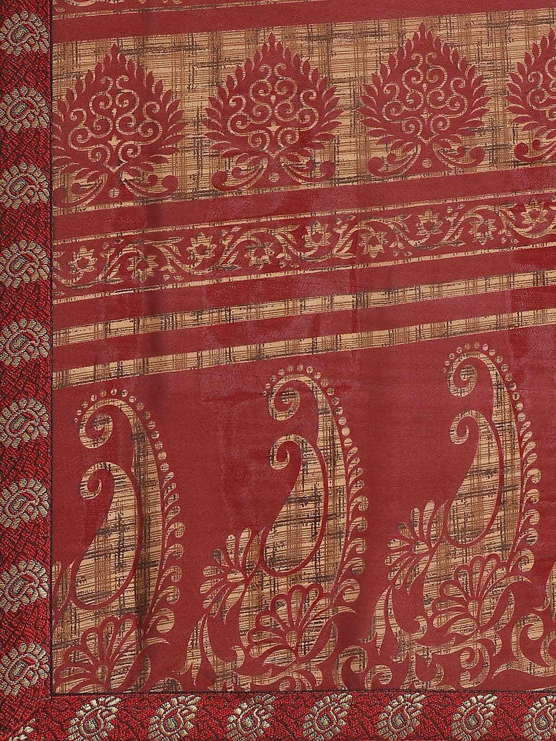 Maroon Printed Chiffon Saree