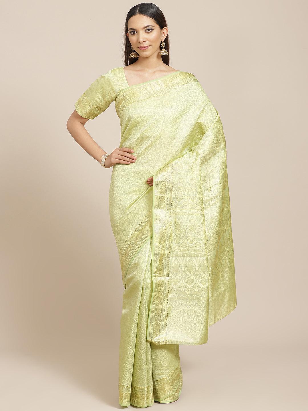 Green Woven Design Brocade Saree