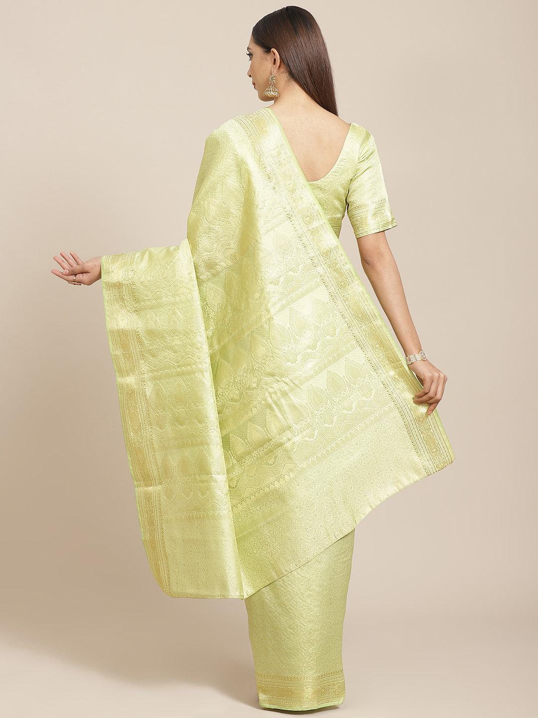 Green Woven Design Brocade Saree