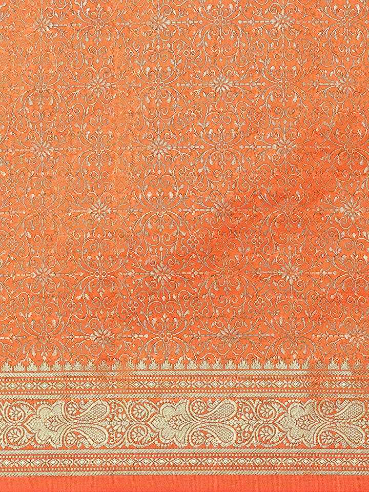 Orange Woven Design Brocade Saree - ShopLibas