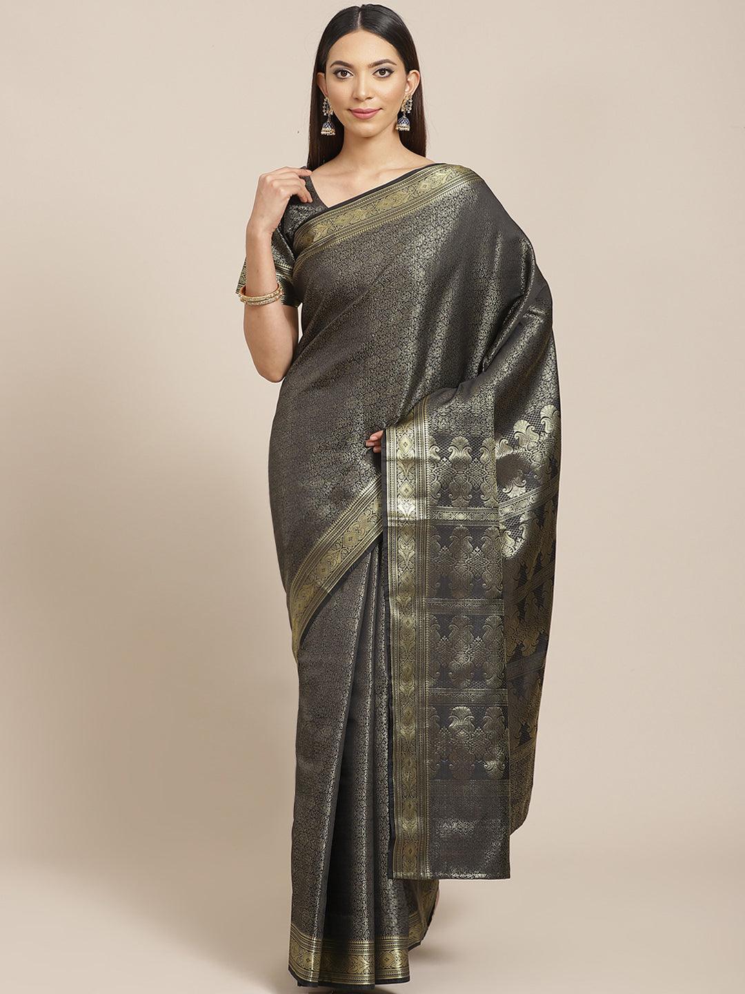 Black Woven Design Brocade Saree