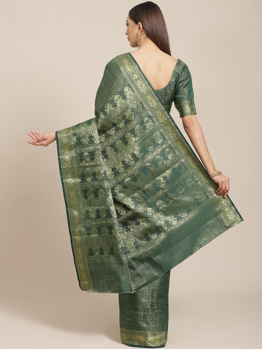 Green Woven Design Brocade Saree