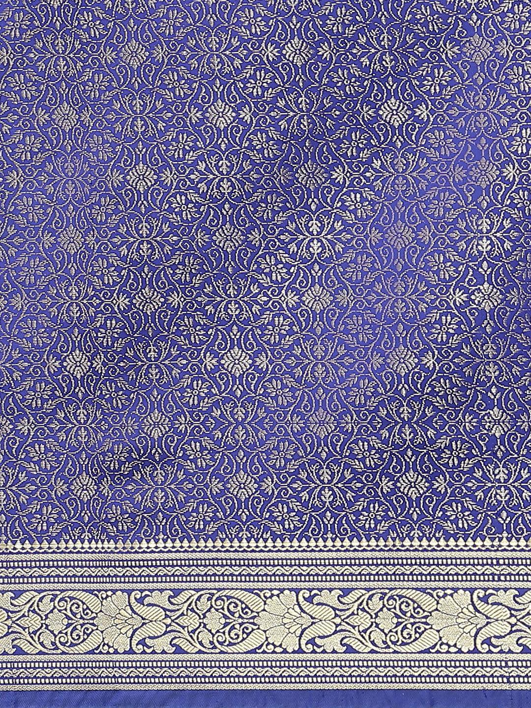 Blue Woven Design Brocade Saree - ShopLibas