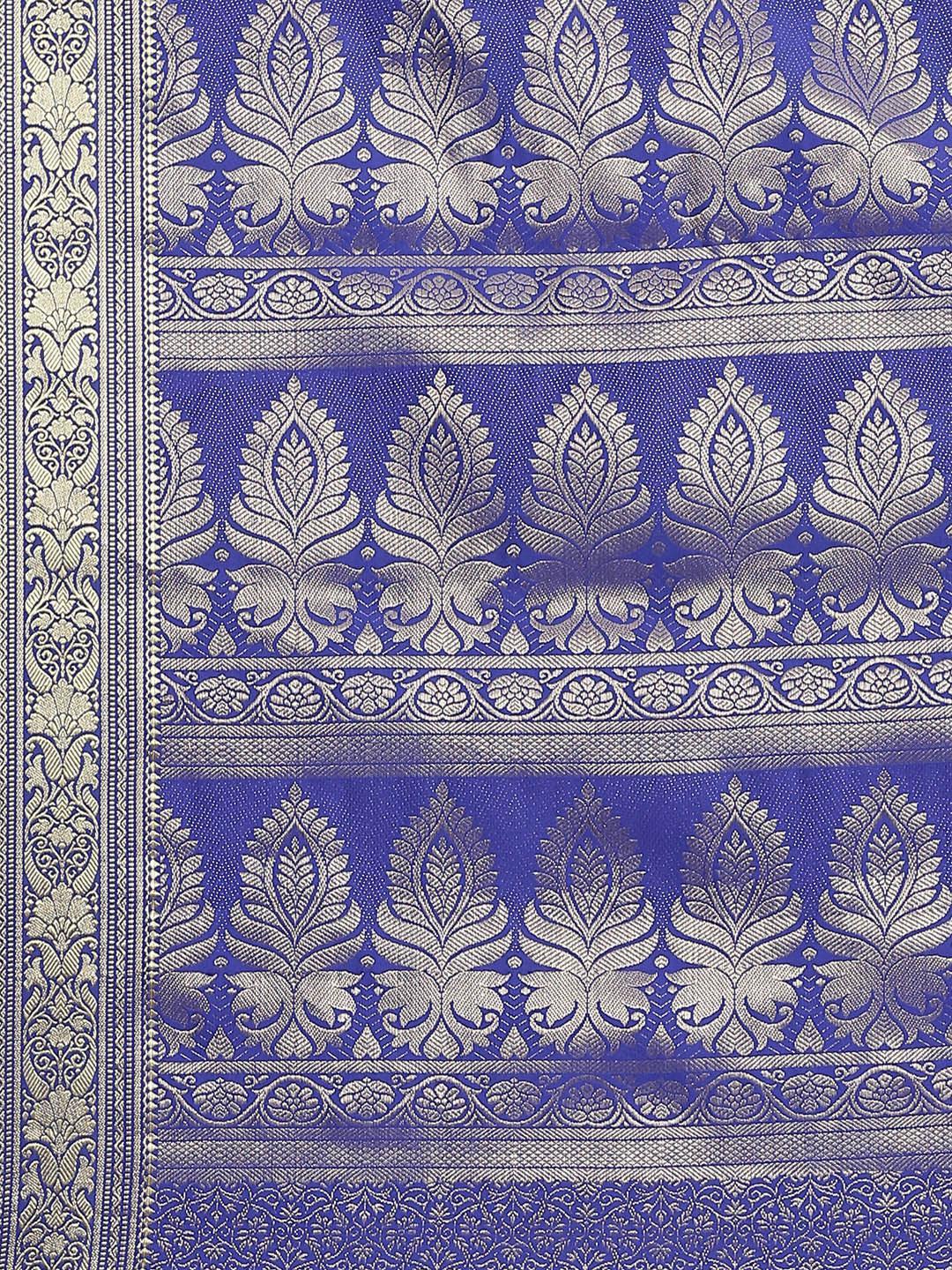 Blue Woven Design Brocade Saree - ShopLibas