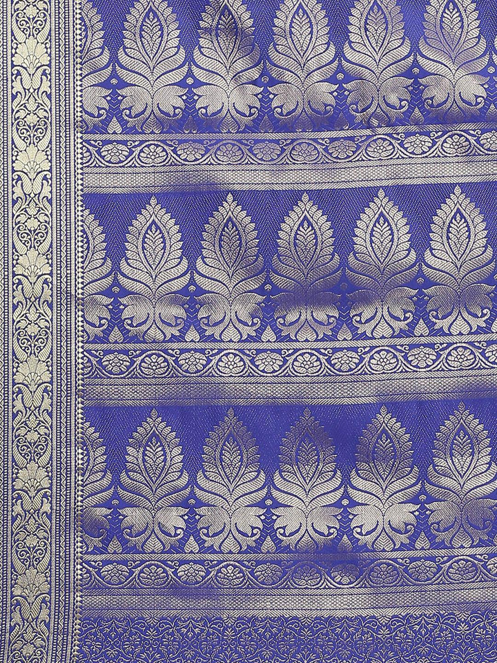 Blue Woven Design Brocade Saree - ShopLibas