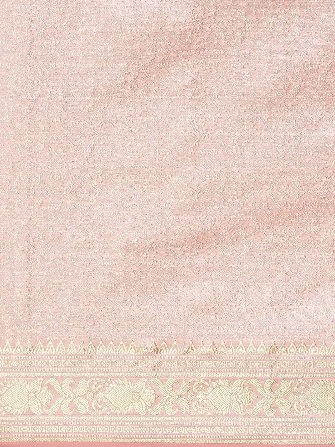 Peach Woven Design Brocade Saree - ShopLibas