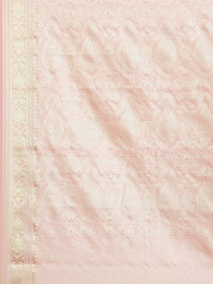 Peach Woven Design Brocade Saree - ShopLibas