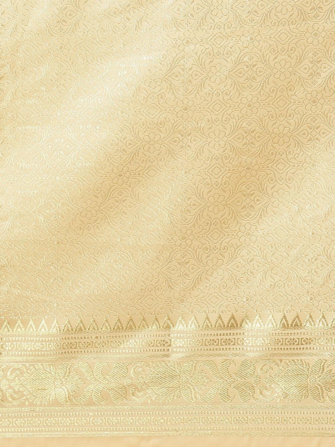 Beige Woven Design Brocade Saree - ShopLibas