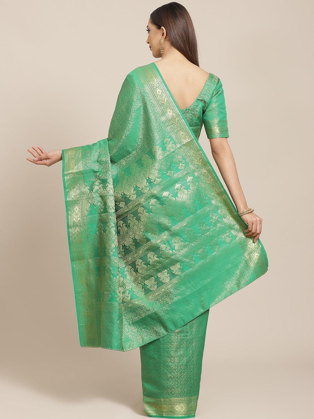 Green Woven Design Brocade Saree