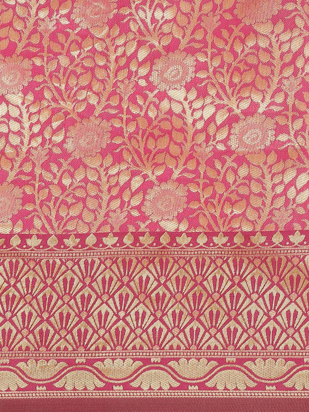 Pink Woven Design Brocade Saree