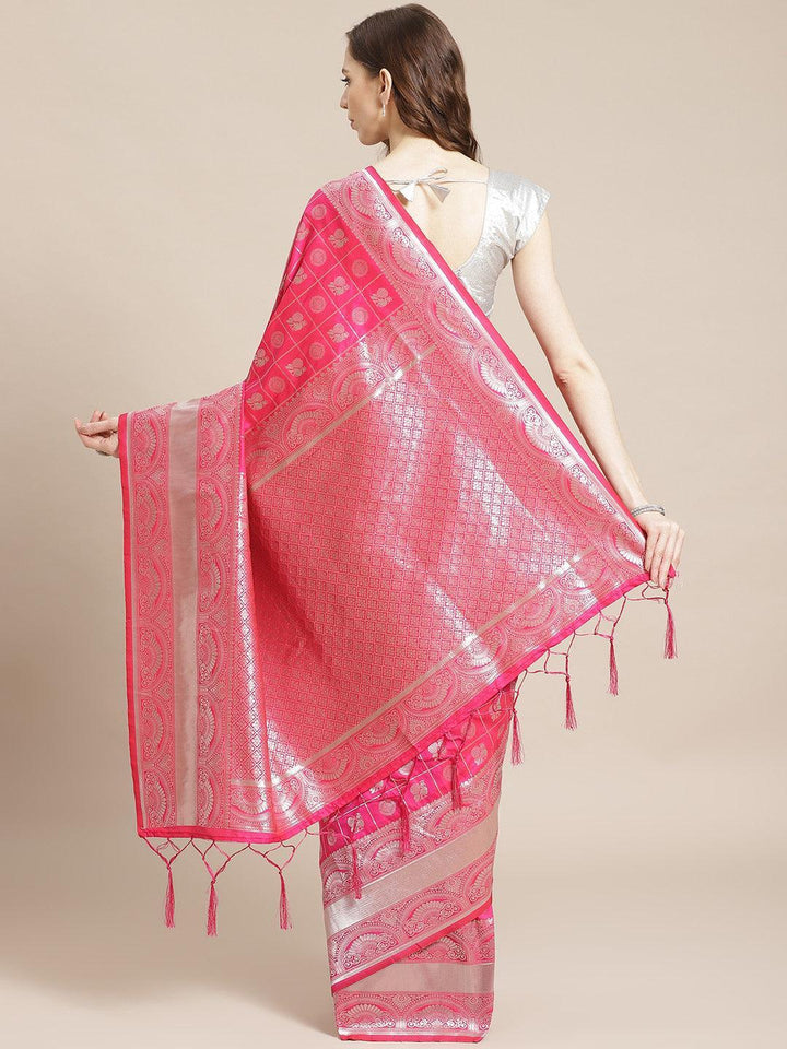 Magenta Woven Design Brocade Saree - ShopLibas