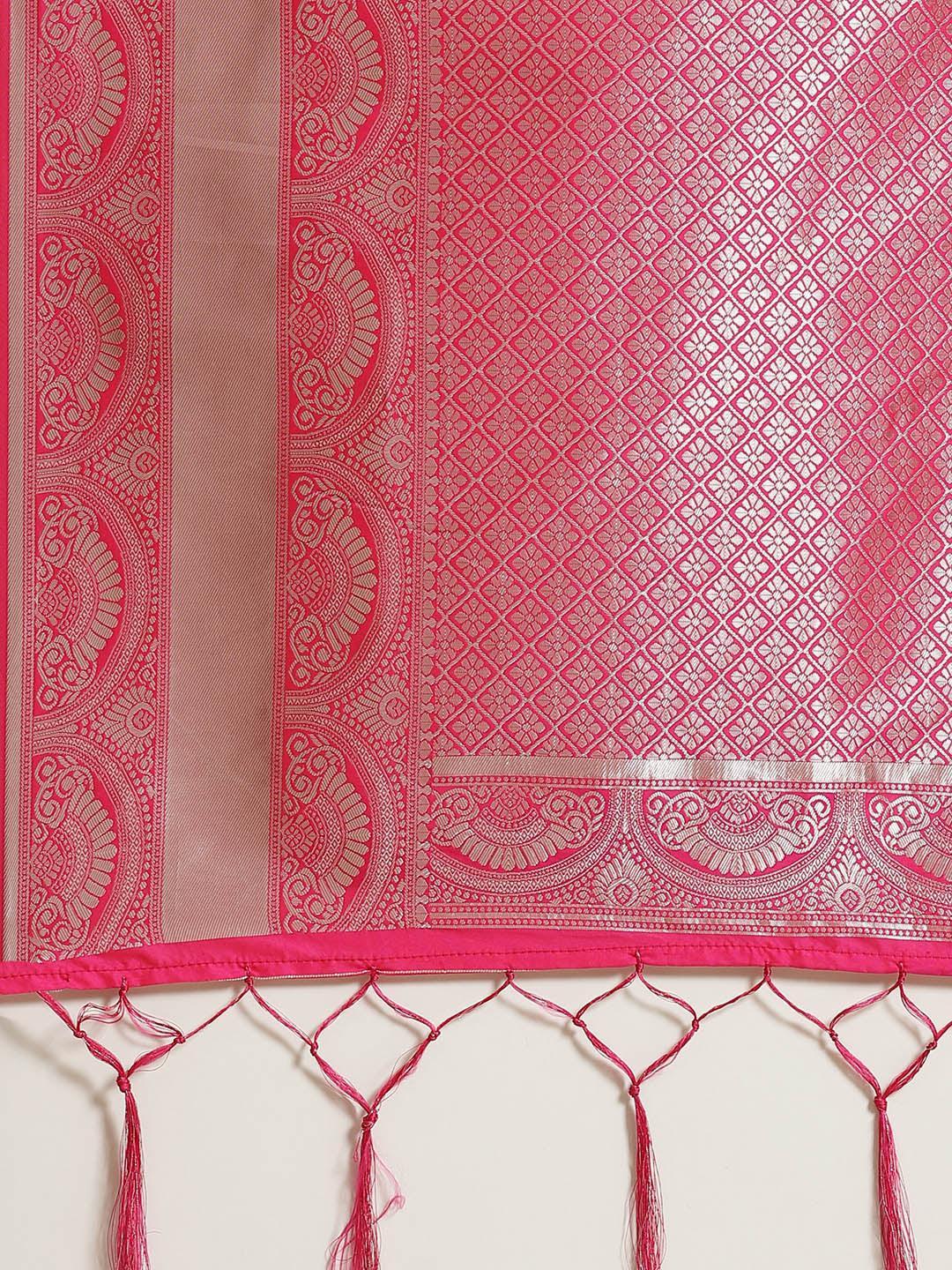 Magenta Woven Design Brocade Saree - ShopLibas