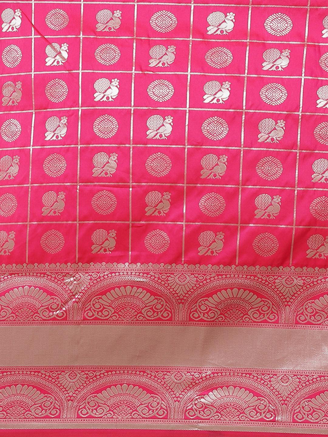 Magenta Woven Design Brocade Saree - ShopLibas