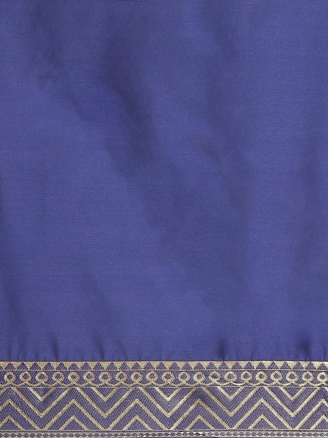 Blue Woven Design Brocade Saree - ShopLibas